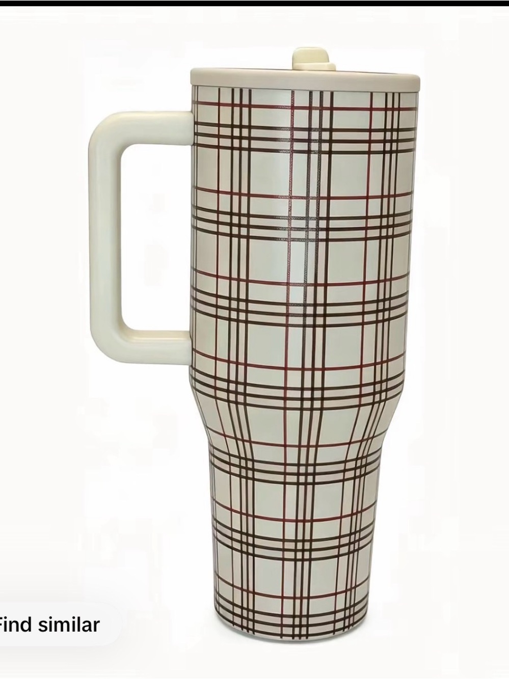 HydroJug Blair Fall 2025 Cream Plaid Insulated Tumbler with Handle